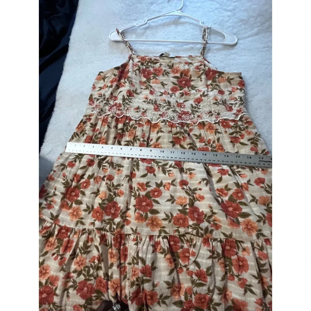 American Eagle Floral Babydoll Mini Dress Medium Lace Trim Boho Cottagecore M - Picture 6 of 10